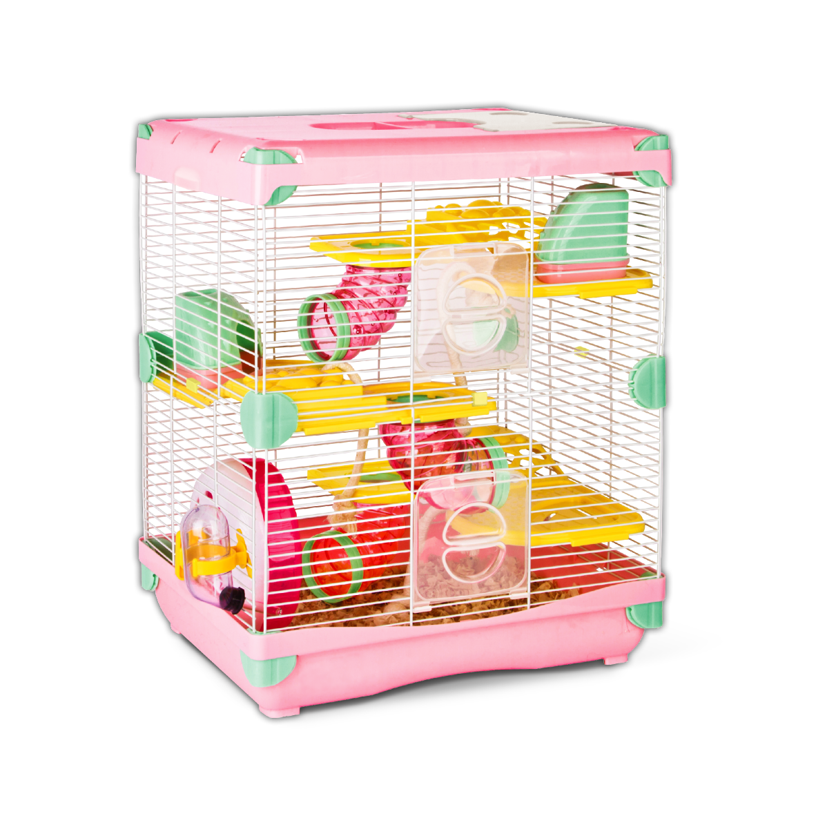 Jaula Plastica P/Hamster Sunny Hamster Land Importada (Rosa) 2 Pisos 36.0X27.0X42.5
