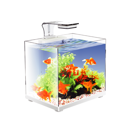 Pecera Sunny Nano Importada Tipo Cubo 17L (Incluye Lampara Touch, Filtro De Cascada, Alimento Supervit, Guia)