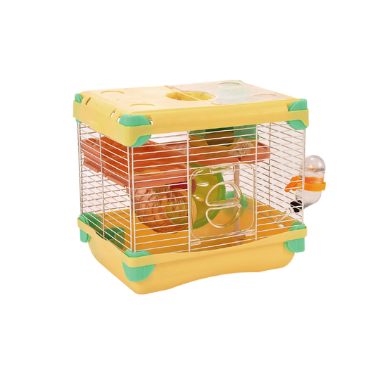 Jaula Plastica P/Hamster Sunny Hamster Land Importada (Amarillo)1 Piso 27.7X20.5X25.0
