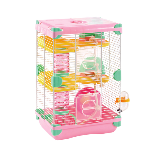 Jaula Plastica P/Hamster Sunny Hamster Land Importada (Rosa) 2 Pisos 27.7X20.5X42.5