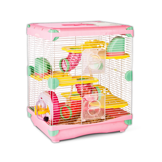 Jaula Plastica P/Hamster Sunny Hamster Land Importada (Rosa) 2 Pisos 36.0X27.0X42.5