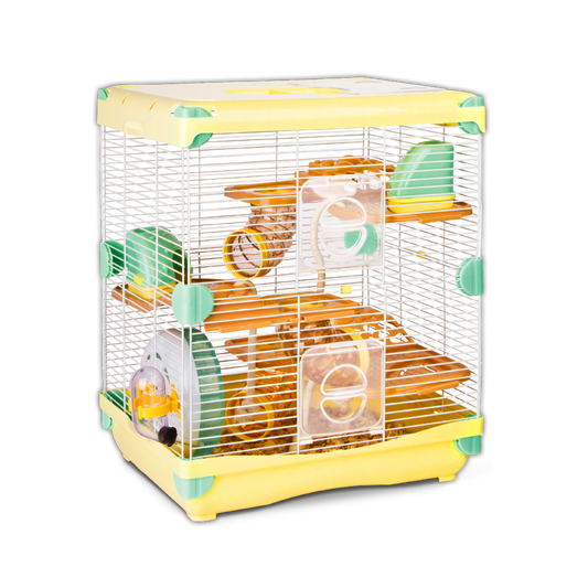 Jaula Plastica P/Hamster Sunny Hamster Land Importada (Amarillo) 2 Pisos 36.0X27.0X42.5