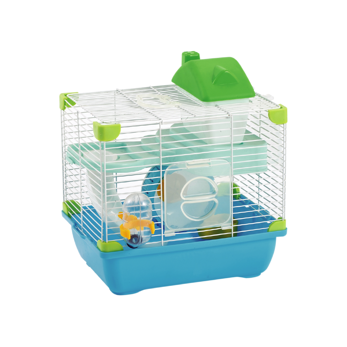 Jaula Plastica P/Hamster Sunny Hamster Land Importada (Azul-Verde) 28.9X22.2X30.1