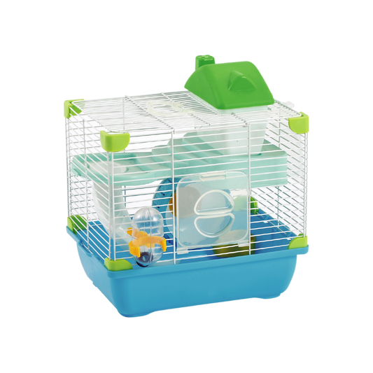 Jaula Plastica P/Hamster Sunny Hamster Land Importada (Azul-Verde) 28.9X22.2X30.1