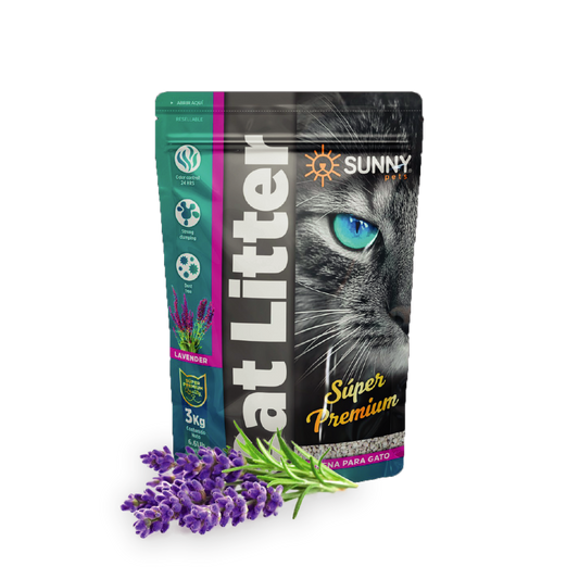 Arena Para Gatos Importada Aroma Lavanda (Bolsa 3Kg) Bentonita Super Aglutinante Y 99% Libre De Polvo