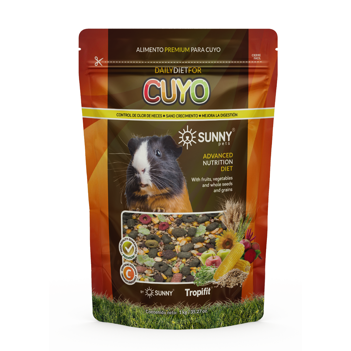 Alimento Sunny By Tropifit Importado P/ Cuyo 500G (Frutas, Vegetales, Semillas Y Cereales Enteros)