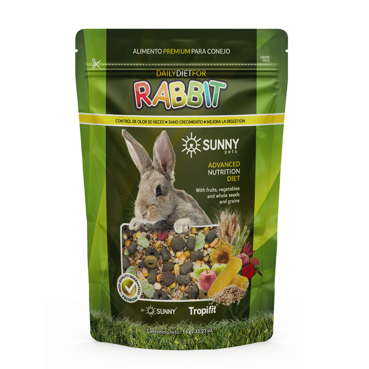 Alimento Sunny By Tropifit Imp P/ Conejos 500G (Frutas, Vegetales, Semillas Y Cereales Enteros)