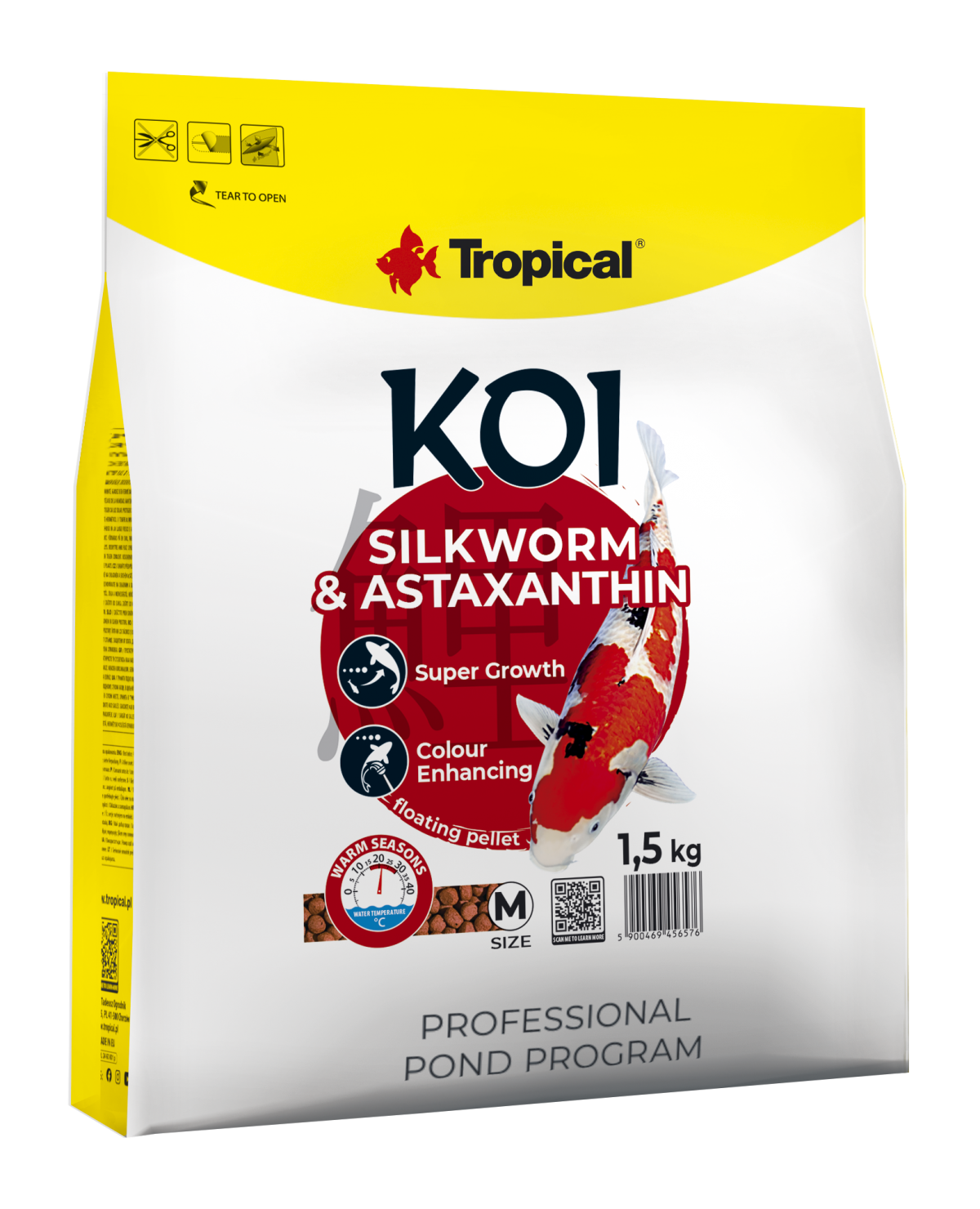 Alimento Tropical Koi Silkworm & Astaxanthin Pellet Size M 1500G