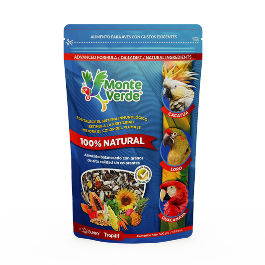 Alimento Importado Monte Verde Para Cacatuas, Loros Y Guacamayas 500G (By Sunny-Tropifit)